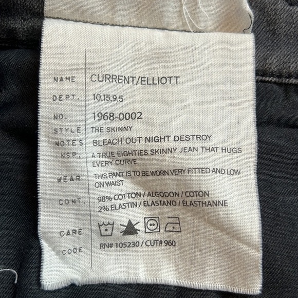 Current Elliott Size 28 Black Distress Skinny Jeans - Picture 5 of 9